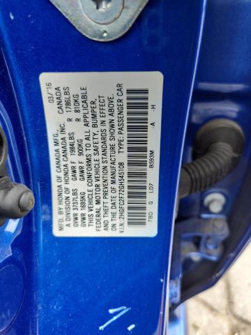 2HGFC2F72GH545108 - 2016 HONDA CIVIC EX 蓝色 照片 12