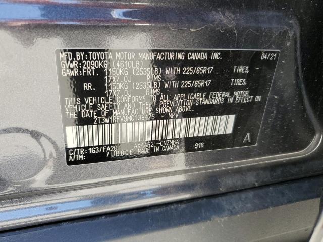 2T3W1RFV9MC138475 - 2021 TOYOTA RAV4 XLE CHARCOAL photo 13