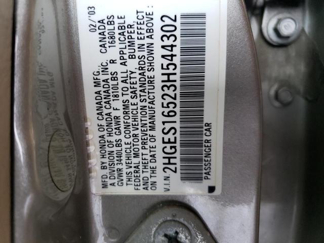 2HGES16523H544302 - 2003 HONDA CIVIC LX 金色 照片 12