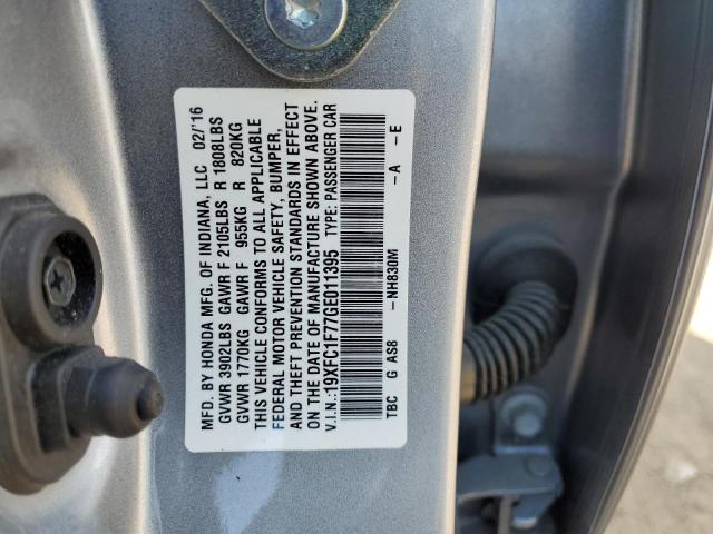 19XFC1F77GE011395 - 2016 HONDA CIVIC EXL SILVER photo 12