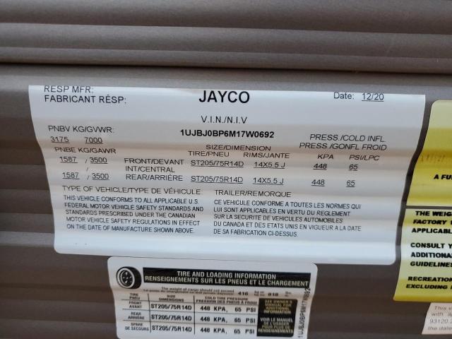 1UJBJ0BP6M17W0692 - 2021 JAYCO JAY FLIGHT GRAY photo 10