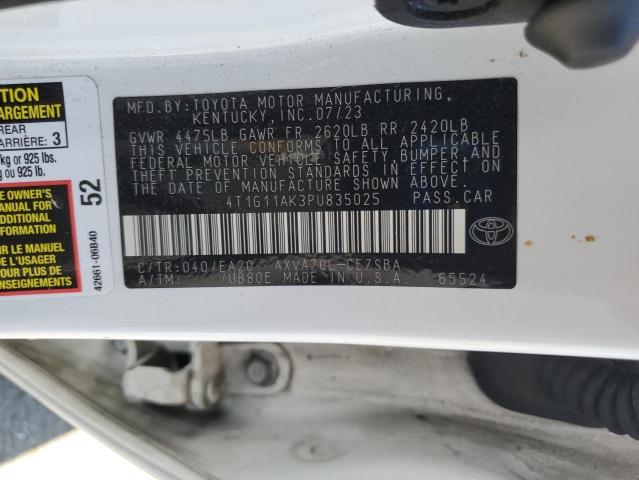 4T1G11AK3PU835025 - 2023 TOYOTA CAMRY SE NIGHT SHADE WHITE photo 12