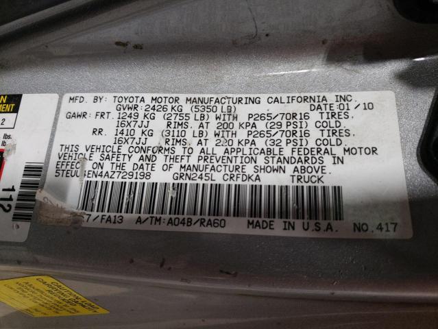 5TEUU4EN4AZ729198 - 2010 TOYOTA TACOMA ACCESS CAB 银色 照片 12