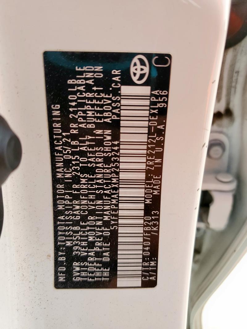 5YFEPMAEXMP253244 - 2021 TOYOTA COROLLA LE Ağ foto 12