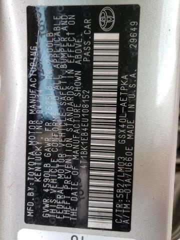 4T1BK1EB4EU108152 - 2014 TOYOTA AVALON BASE TAN photo 12