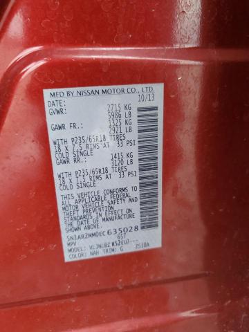 5N1AR2MM0EC635028 - 2014 NISSAN PATHFINDER S წითელი ფოტო 13