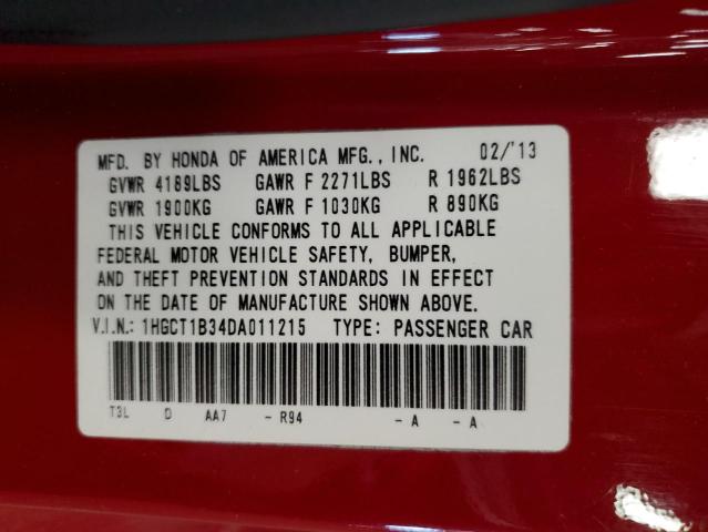 1HGCT1B34DA011215 - 2013 HONDA ACCORD LX-S RED photo 13