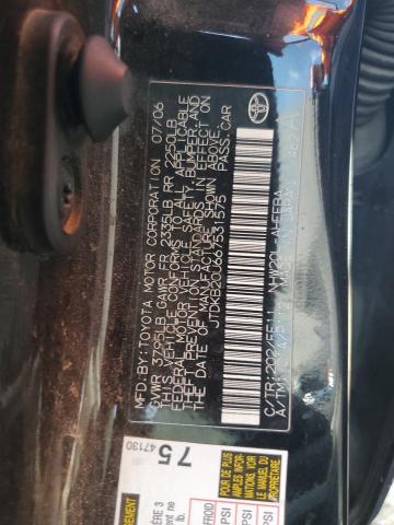 JTDKB20U667531575 - 2006 TOYOTA PRIUS BLACK photo 12