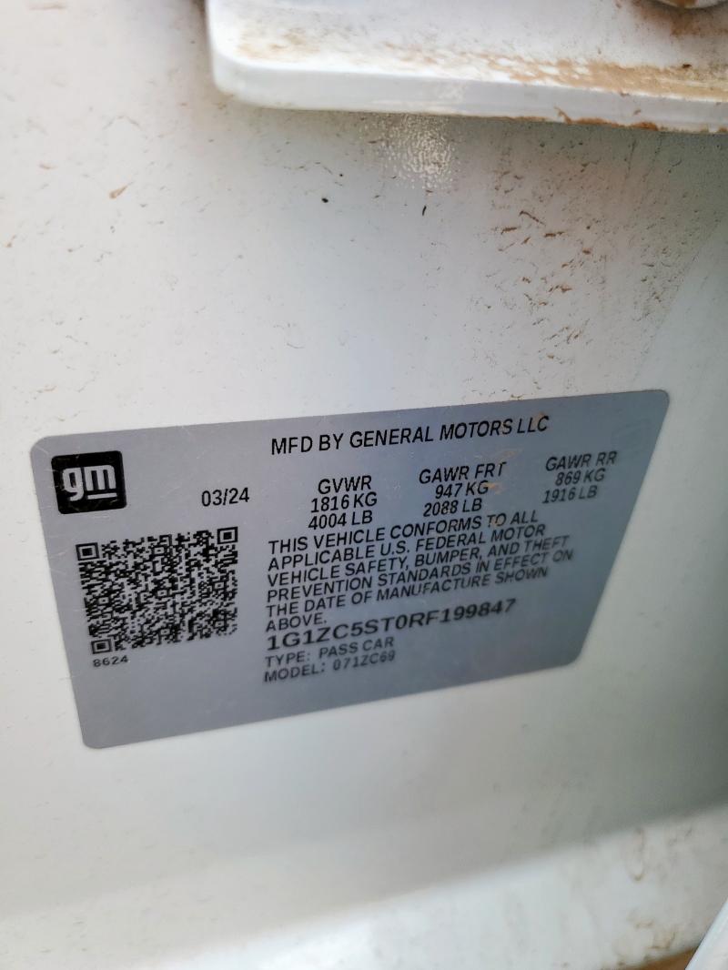 1G1ZC5ST0RF199847 - 2024 CHEVROLET MALIBU LS WHITE photo 12