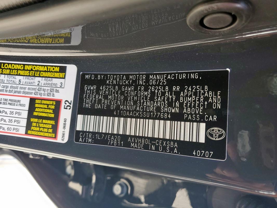 4T1DAACK5SU177684 - 2025 TOYOTA CAMRY XSE BLACK photo 12