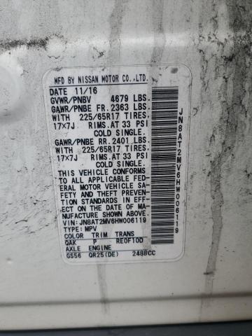 JN8AT2MV6HW006119 - 2017 NISSAN ROGUE S WHITE photo 13