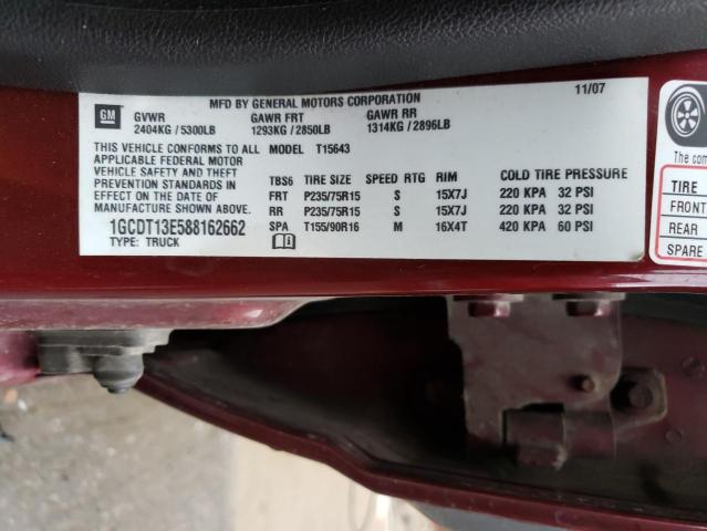 1GCDT13E588162662 - 2008 CHEVROLET COLORADO RED photo 13