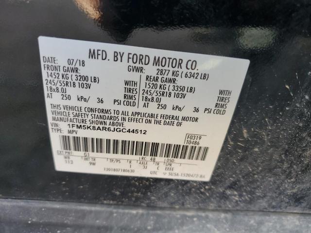 1FM5K8AR6JGC44512 - 2018 FORD EXPLORER POLICE INTERCEPTOR 黑色 照片 12