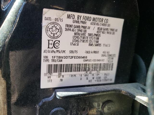1FT8W3DT2FED60468 - 2015 FORD F350 SUPER DUTY BLACK photo 12