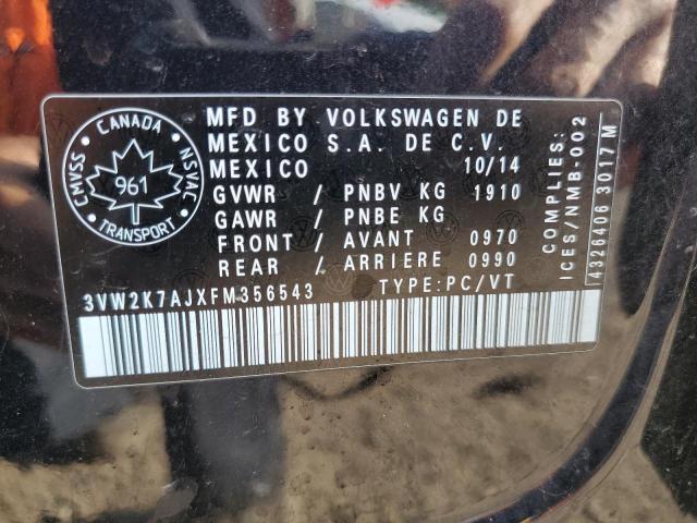 3VW2K7AJXFM356543 - 2015 VOLKSWAGEN JETTA BASE BLACK photo 12