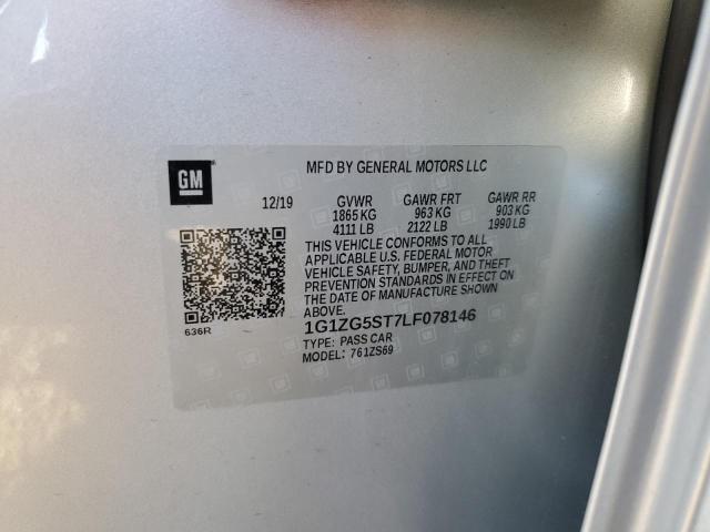 1G1ZG5ST7LF078146 - 2020 CHEVROLET MALIBU RS 银色 照片 12