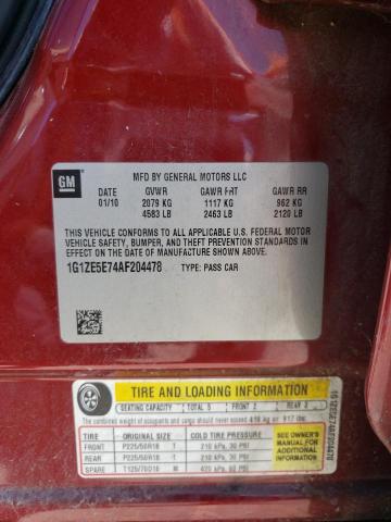 1G1ZE5E74AF204478 - 2010 CHEVROLET MALIBU LTZ ბურგუნდია ფოტო 12