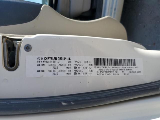 2C4RC1BG5CR362611 - 2012 CHRYSLER TOWN & COU TOURING თეთრი ფოტო 13