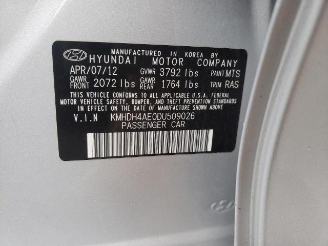 KMHDH4AE0DU509026 - 2013 HYUNDAI ELANTRA GLS SILVER photo 12