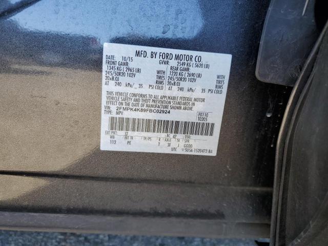 2FMPK4K89FBC02924 - 2015 FORD EDGE TITANIUM GRAY photo 13