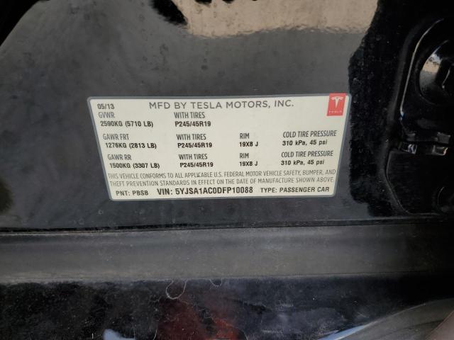 5YJSA1AC0DFP10088 - 2013 TESLA MODEL S BLACK photo 12