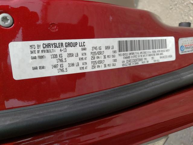 2C4RC1CG6DR728009 - 2013 CHRYSLER TOWN & COU TOURING L RED photo 14