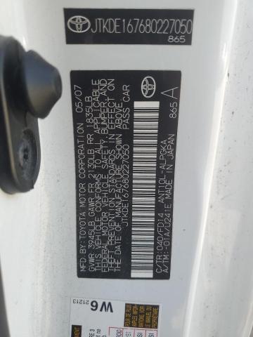 JTKDE167680227050 - 2008 TOYOTA SCION TC 白色 照片 12