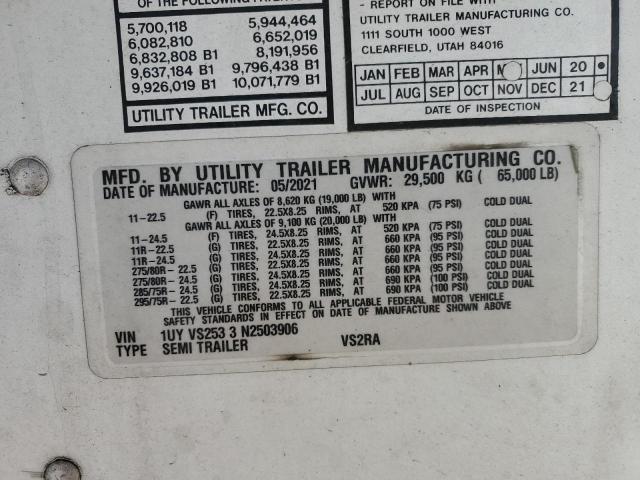 1UYVS2533N2503906 - 2022 UTILITY VS2RA WHITE photo 10