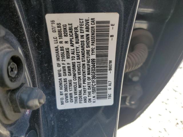 19XFC1F36GE034499 - 2016 HONDA CIVIC EX ლურჯი ფოტო 12