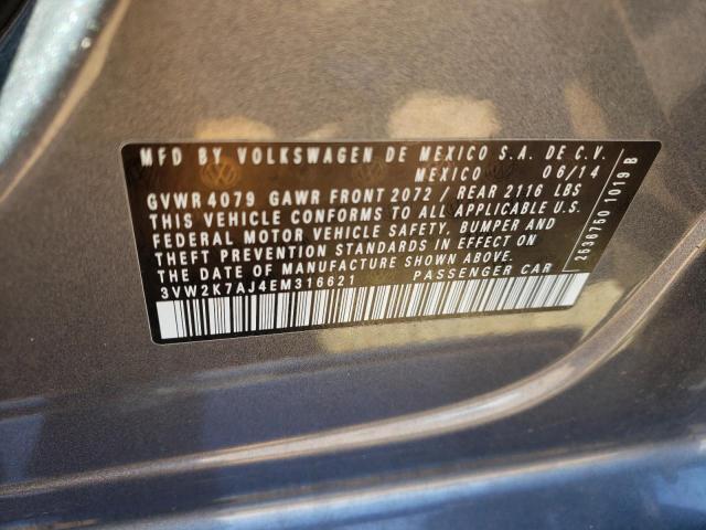 3VW2K7AJ4EM316621 - 2014 VOLKSWAGEN JETTA BASE 石墨色 照片 12