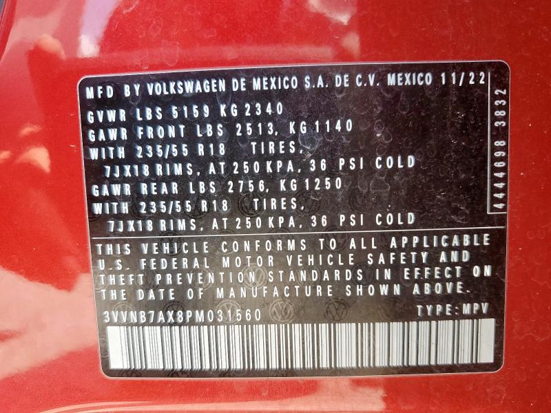 3VVNB7AX8PM031560 - 2023 VOLKSWAGEN TIGUAN SE Rot Foto 12