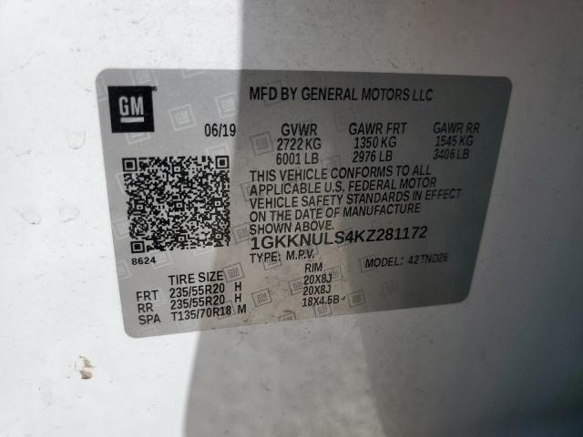 1GKKNULS4KZ281172 - 2019 GMC ACADIA SLT-1 白色 照片 13