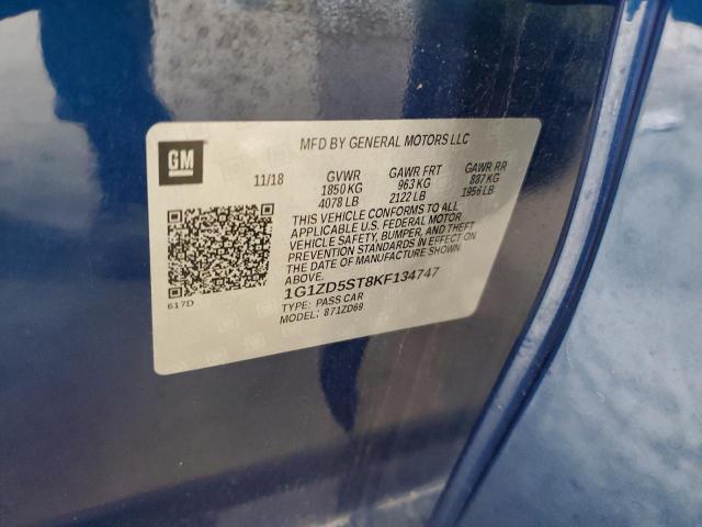 1G1ZD5ST8KF134747 - 2019 CHEVROLET MALIBU LT BLUE photo 12