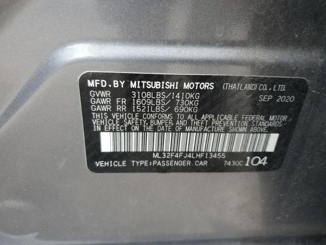 ML32F4FJ4LHF13455 - 2020 MITSUBISHI MIRAGE G4 SE GRAY photo 12