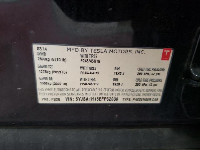 5YJSA1H15EFP32030 - 2014 TESLA MODEL S BLACK photo 13