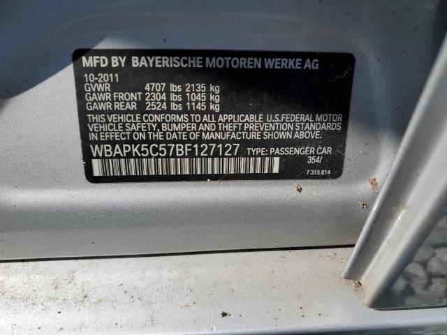 WBAPK5C57BF127127 - 2011 BMW 3 SERIES XI SULEV SILVER photo 12
