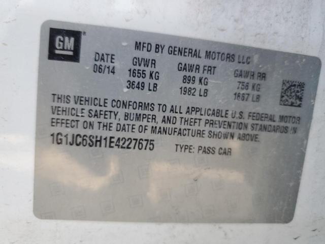 1G1JC6SH1E4227675 - 2014 CHEVROLET SONIC LT WHITE photo 13