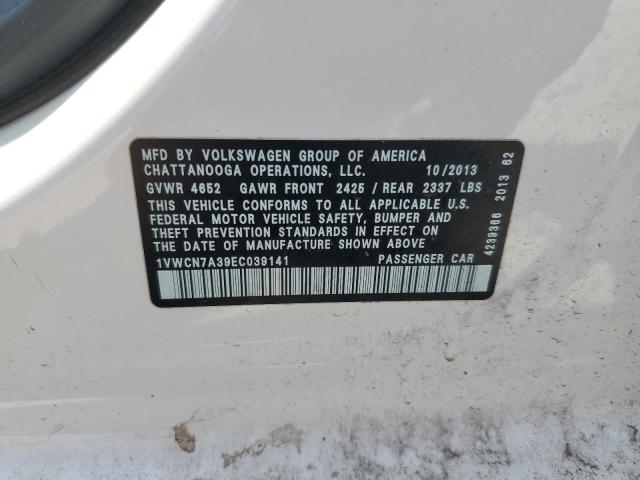 1VWCN7A39EC039141 - 2014 VOLKSWAGEN PASSAT SEL თეთრი ფოტო 12