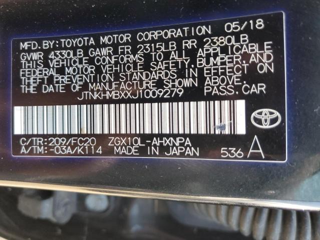 JTNKHMBXXJ1009279 - 2018 TOYOTA C-HR XLE BLACK photo 12