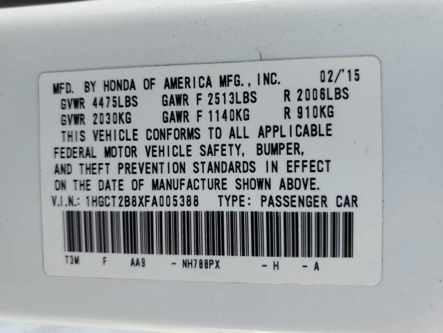 1HGCT2B8XFA005388 - 2015 HONDA ACCORD EXL WHITE photo 13