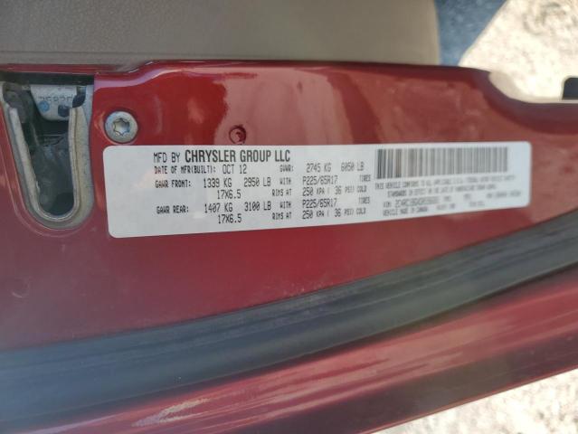 2C4RC1BGXDR596681 - 2013 CHRYSLER TOWN & COU TOURING RED photo 13