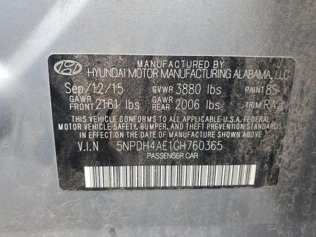 5NPDH4AE1GH760365 - 2016 HYUNDAI ELANTRA SE SILVER photo 12