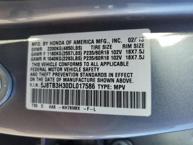 5J8TB3H30DL017586 - 2013 ACURA RDX SILVER photo 13