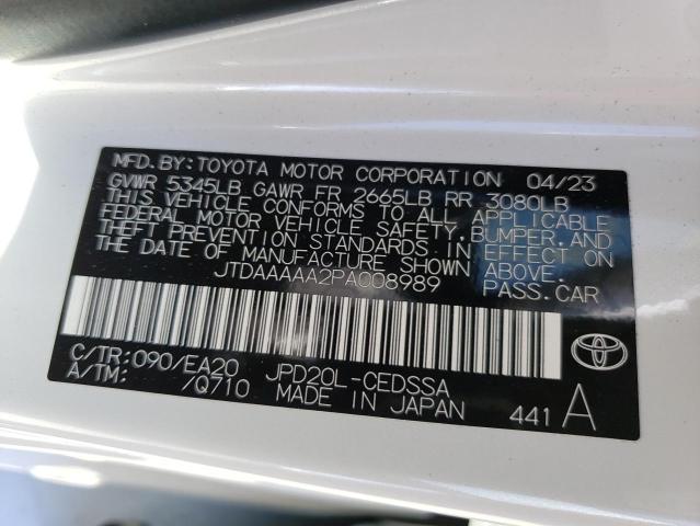 JTDAAAAA2PA008989 - 2023 TOYOTA MIRAI XLE WHITE photo 14