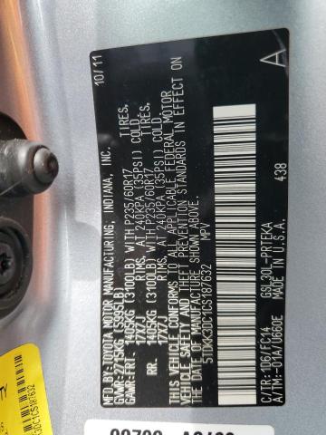 5TDKK3DC1CS187632 - 2012 TOYOTA SIENNA LE 银色 照片 13