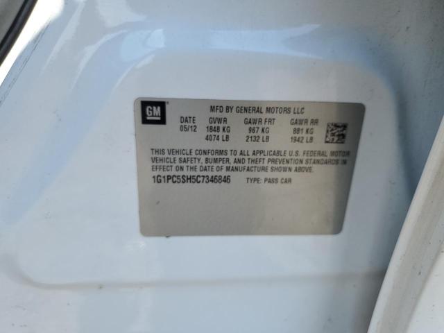 1G1PC5SH5C7346846 - 2012 CHEVROLET CRUZE LS WHITE photo 12