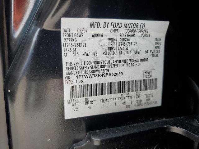 1FTWW33R49EA52039 - 2009 FORD F350 SUPER DUTY BLACK photo 12