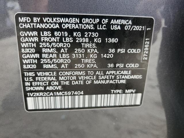 1V2KR2CA1MC597404 - 2021 VOLKSWAGEN ATLAS SE 灰色 照片 13