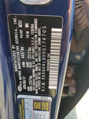 5XXGU4L33HG174705 - 2017 KIA OPTIMA EX 蓝色 照片 12