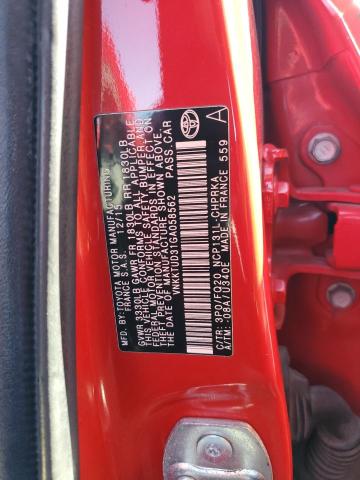 VNKKTUD31GA058562 - 2016 TOYOTA YARIS L RED photo 12